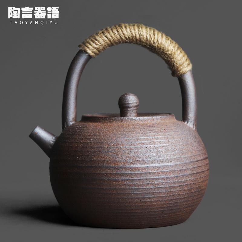 

Coarse Pottery Boiling Water Kettle Japanese Large Capacity Tea Brewing Pot Healthy Tea Kettle For Electric Ceramic Stove Cafes