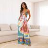 Fashion 2025 New Waist Smocking Suspender Knotted Wide Leg Straight Jumpsuit Wide Leg Jumpsuit