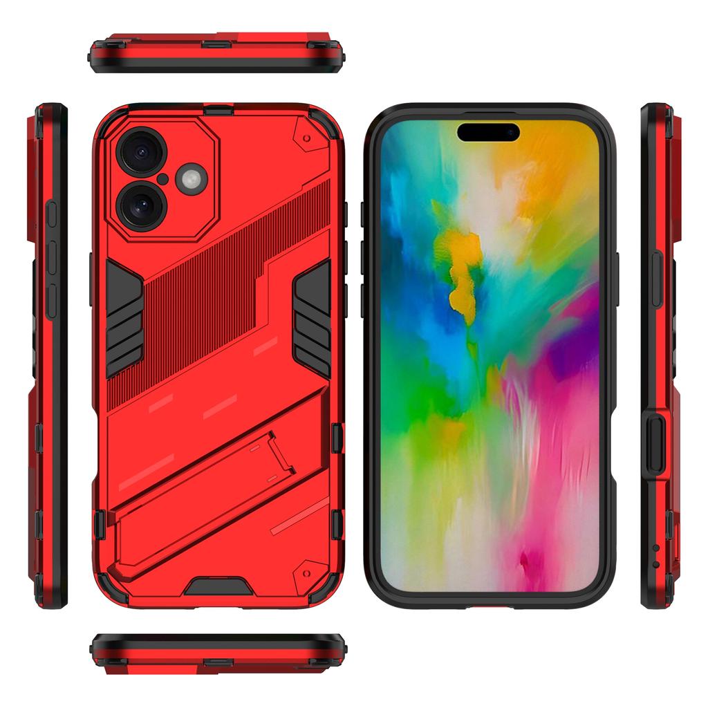 For iPhone 16 Plus Case PC+TPU Shockproof Phone Cover with Kickstand