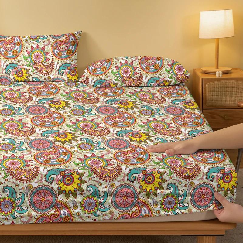 Bohemian 1 Patterned Frosted Bedsheet, Bedroom Printed Bedspread, Bedding Excluding Pillowcases