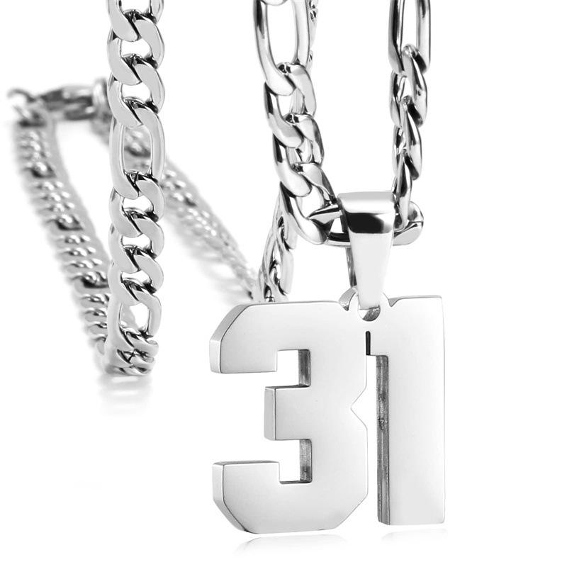 Men's Athlete Stainless Steel Sports Digital Necklace Baseball/Basketball/Soccer Team Inspiration Jewelry Spot