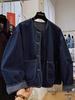 Women's Extra-Large Dark Blue Casual Round-Neck Denim Jacket - Autumn 2025 European/American Style