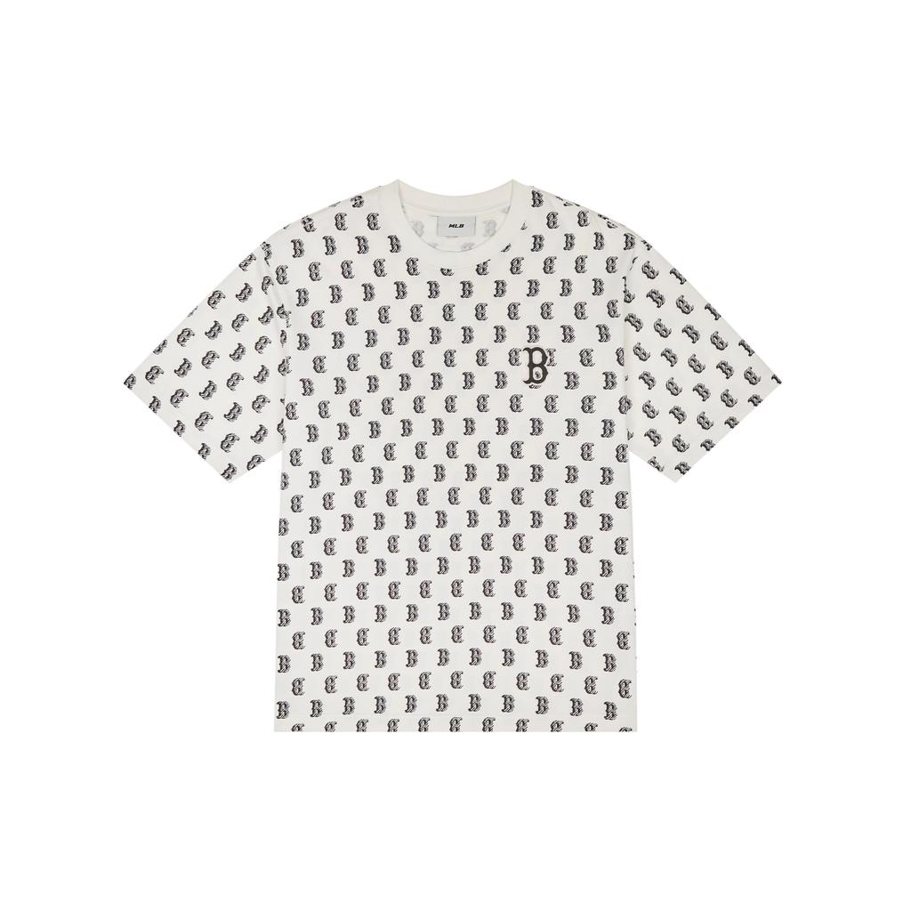 New MLB MONOGRAM Reading Collection SS24 T Shirt Unisex Cream 3ATSM0243-43CRS
