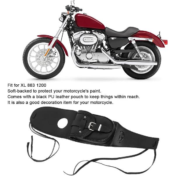 Qiilu Motorcycle Leather Tank Bag, Motorcycle PU Leather Fuel Tank Cover Panel Pad Bib Bag Pouch Fit for XL 883 1200