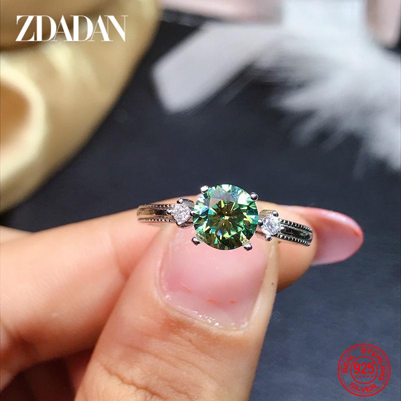 925 Silber 6,5 mm Zirkon Verstellbarer Fingerring für Damen Hochzeits Schmuck
