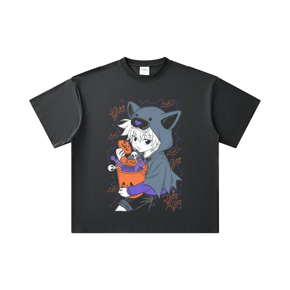260 GSM Double Yarn 32 Count 100% Cotton HXH V10 Killua Halloween Print Unisex Heavy Cotton T Shirt