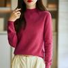 Women's Slimming Wool Sweater - Half High Neck, Long Sleeve, Loose Velvet Pullover, Versatile Knitwear for Autumn/Winter.