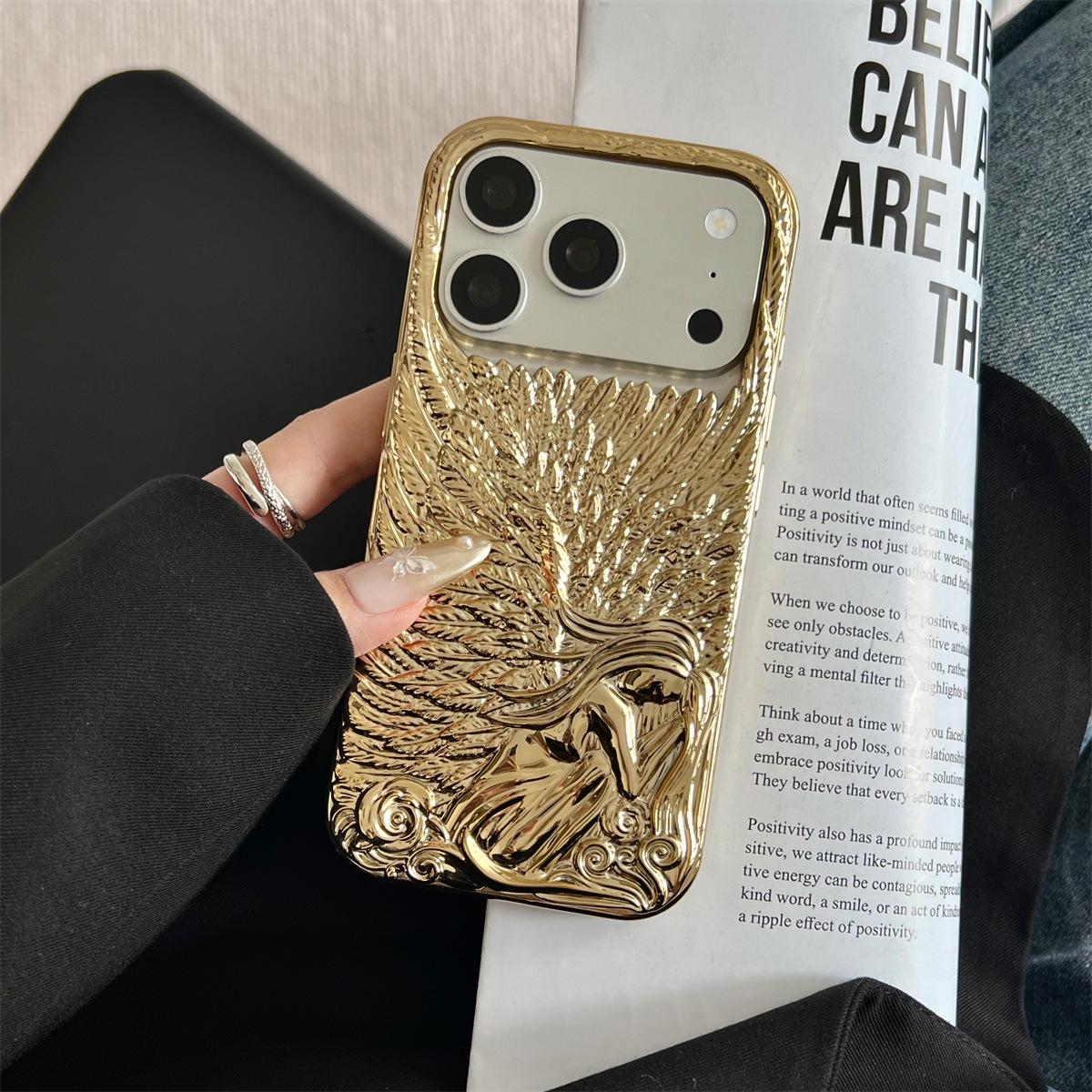 

Electroplated Frosted Angel Wings Phone Case for iPhone 12/13/14 & PROMAX Models iPhone 16 Pro Max