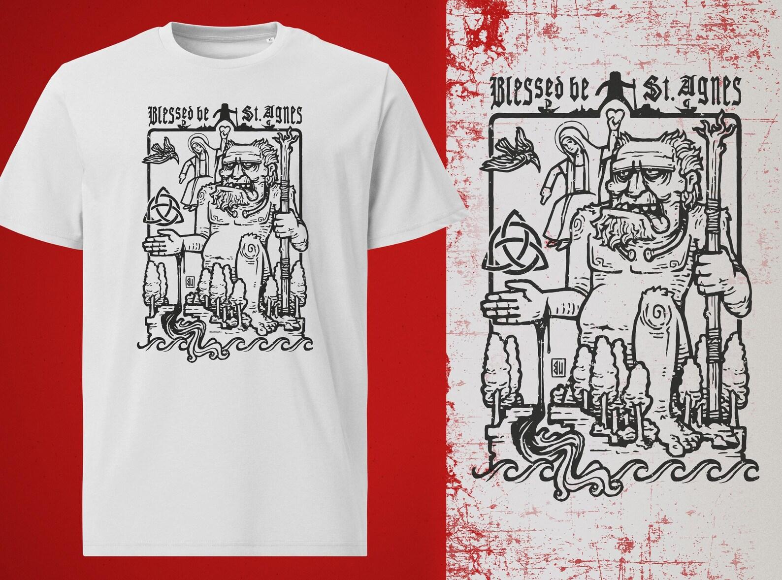 St. Agnes and the Bolster T-Shirt (black print) S