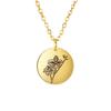 Birth Flower Pendant Necklace Women Stainless Steel Flora Gladiolus Poppy Peony Rose Daisy Necklace Personalized Jewelry