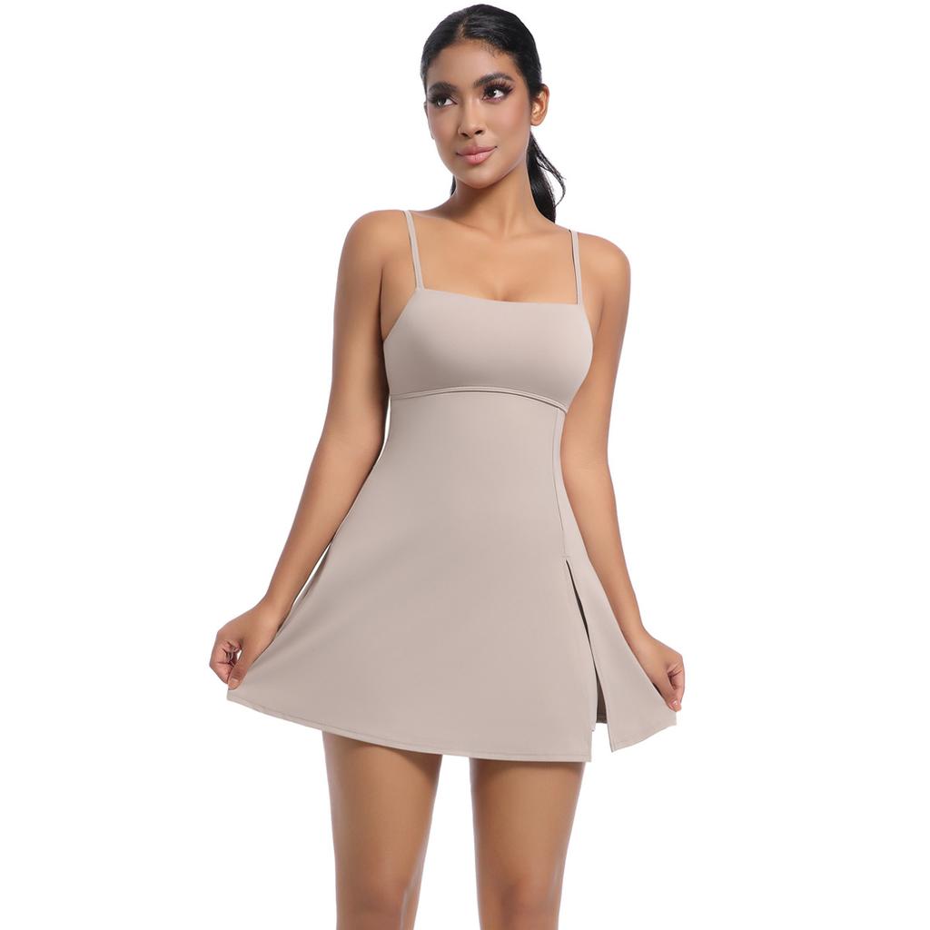 New Cool Camisole Jumpsuit Tennis Skirt Sexy Back Leggings Fitness Solid Color Sports Dress For Women