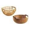 Woven Round Fruit Basket ABS Storage Bowl Rustic Imitation Rattan Dish Basket for Kitchen Counter Serving