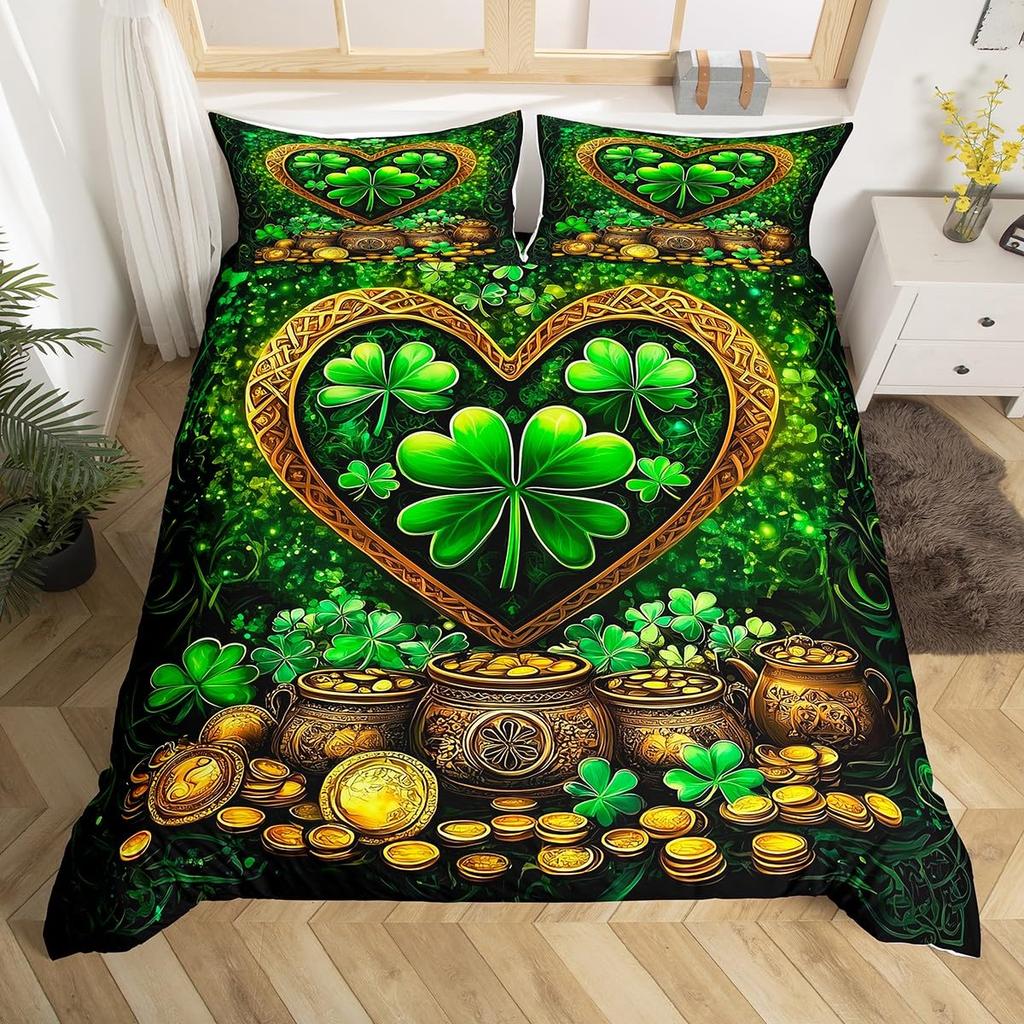 Green Theme Duvet Covers For Kids Adults Queen King Size Single Bed Double Bed With 1 Quilt Cover 2 Pillowcases Lightweight Down