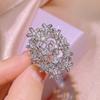 Fashion All-match Flower Full Diamond Ring 925   Exquisite Zircon Ring Female Party Birthday Jewelry Gift