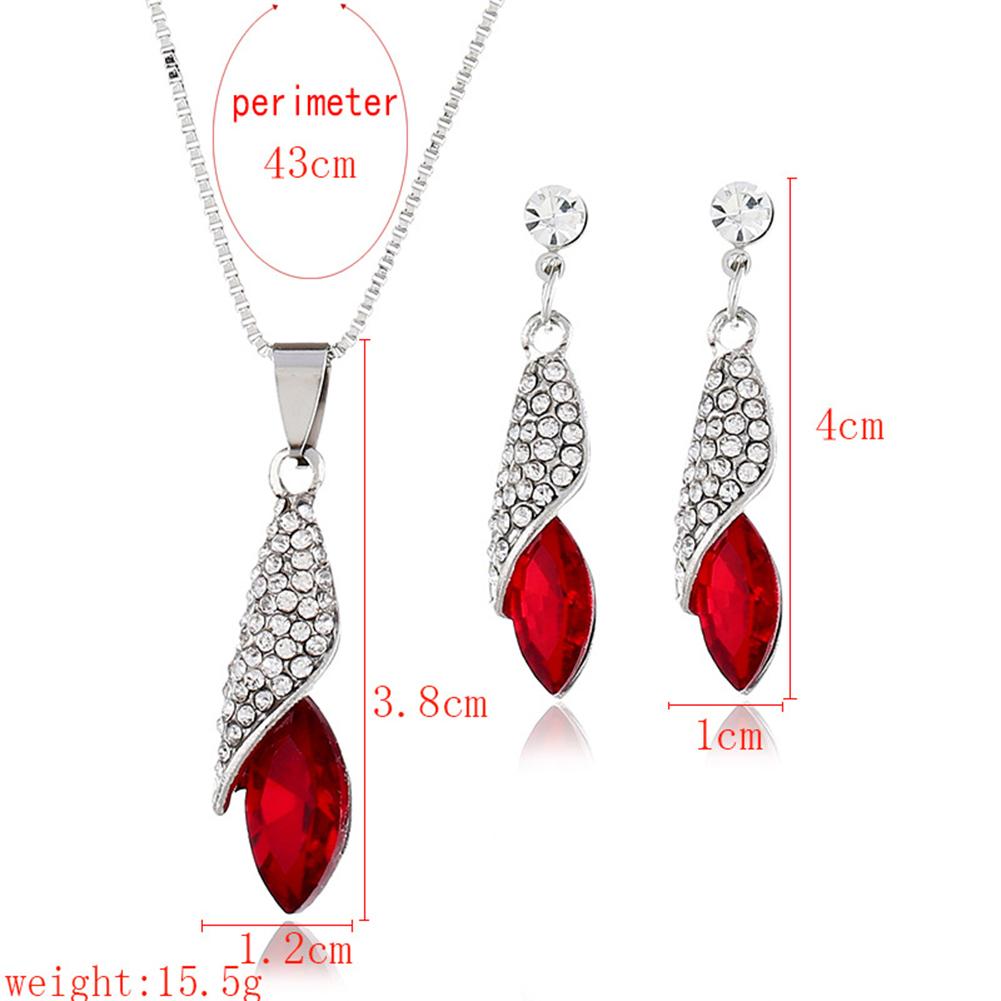 Women Fashion Diamond Drops Necklace + Earrings Set Delicate Wear Decoration