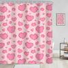 Pink Heart Shower Curtain Valentine's Day Romantic Love Pattern Waterproof Polyester with 12 Hooks