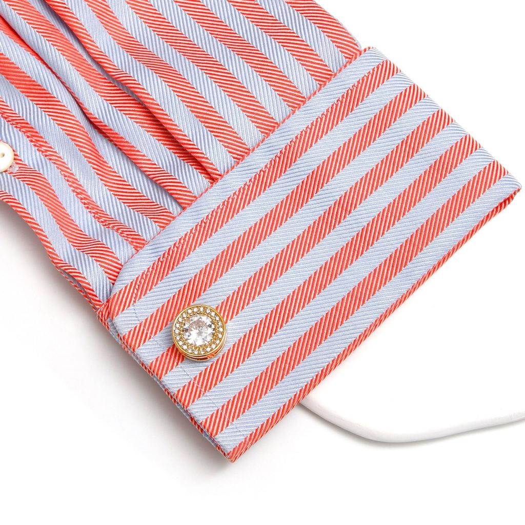 Men's cufflinks, cross-border hot-selling retro light luxury zircon round shirt button jewelry 1 piece, spot delivery