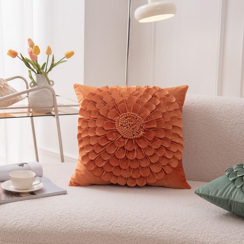 Luxury 3D Flower Plush Pillow Cover Soft Short Velvet Decorative Cushion Case for Sofa Home Party Decoration Cushion Cover