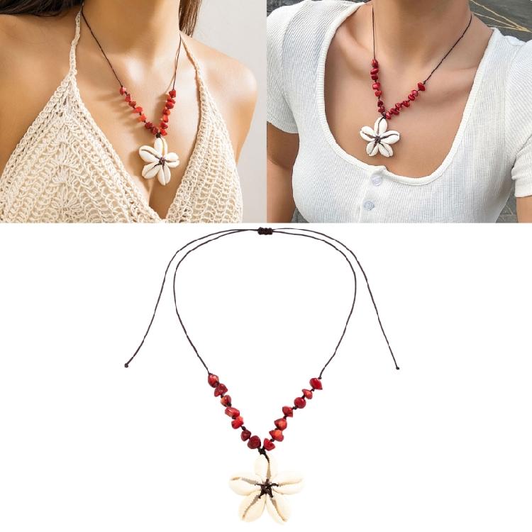 Shell Flower Pendant Necklace Ethnic Style Clavicle Chain Choker Neck Chain