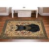 Antique Black Cat Rug with Eclectic Floral Pattern Black Academia Rug Cottagecore Botanical Decor Cat and Flower Mats Aesthetic