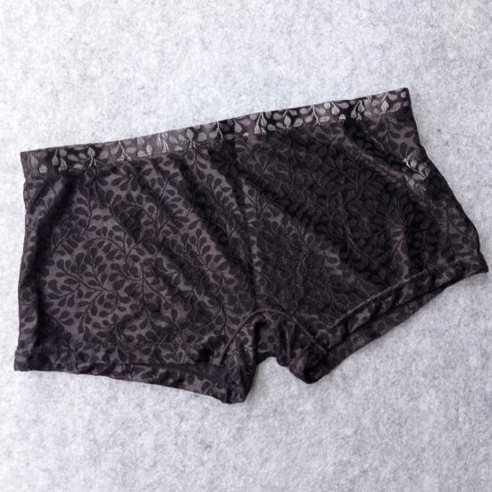 Men Boxer Underwear Low-rise Elastic Waistband Shorts Briefs Solid Color Printing U-convex Panties Breathable See-through Shorts Underwear