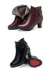 Mamas Herbst/Winter Weiche Leder-Baumwollschuhe 2021 Neue kurze Stiefel Plus Samt Dicker Absatz Schleife Damenschuhe mittleren Alters