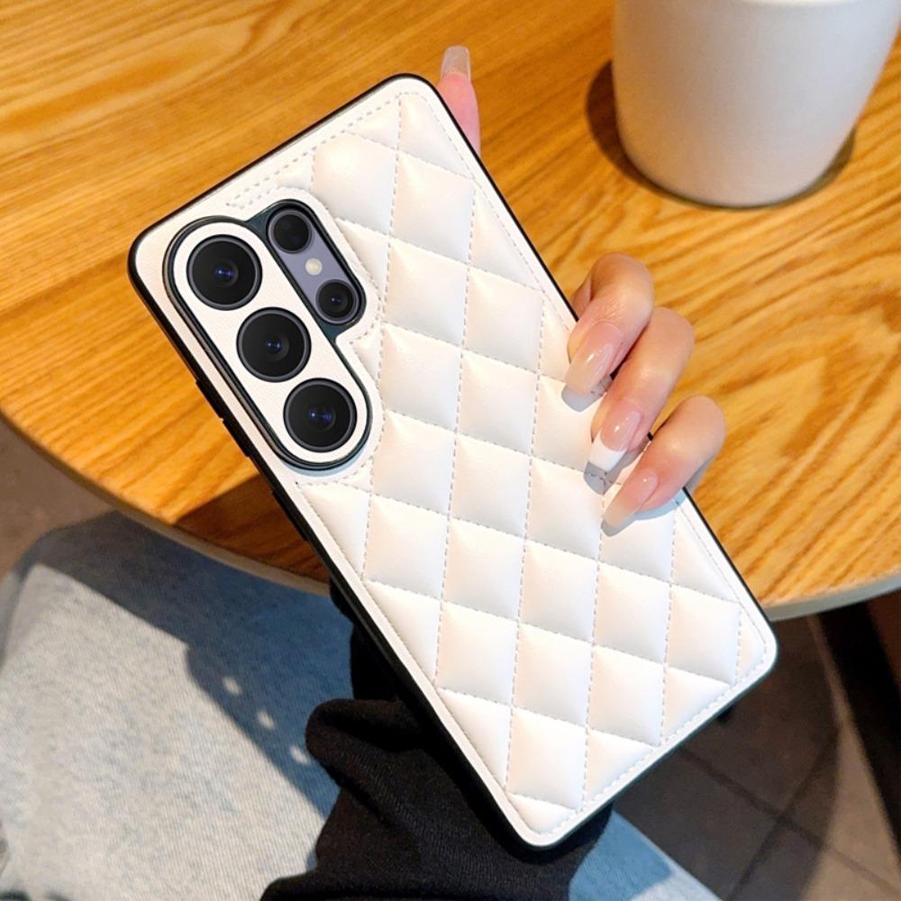 Fashion Small Fragrance Lambskin Leather Phone Case For Samsung Galaxy S26 Ultra S25 S24 Plus Luxury Shockproof Protective Cover