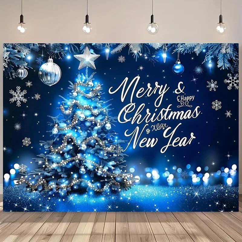 Christmas Day Party Decoration Background Cloth Merry Christmas Christmas Tree Tapestry Suitable for Photography Home Outdoor