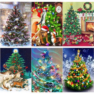 5D DIY Diamant Schilderij Kerstboom Diamant Borduurwerk Kerst Kruissteek Volledige Ronde Boor Huisdecoratie Handleiding Cadeau