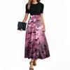 Women's Fashion Casual Belted Short Sleeve Round Neck Halloween Print Elegant Dress