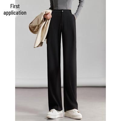 Chushen Women's High-Waist Draped Wide-Leg Suit Pants