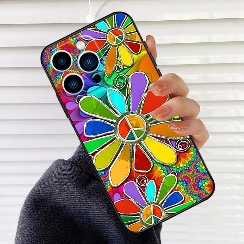 

Hippie Daisy Tie-dye Flower Peace Phone Case For iPhone 16 15 11 12 13 14 Pro Max Mini XS Max XR X Plus SE2 Back Cover Coque iPhone X XS