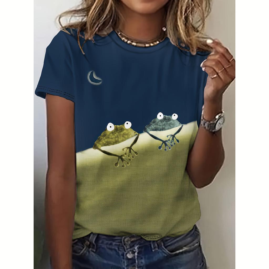 Plus Size Fashion Female T Shirt Summer Short Sleeve T-Shirts Aniaml Pattern Casual O-Neck Pullover Women's Oversized Clothing