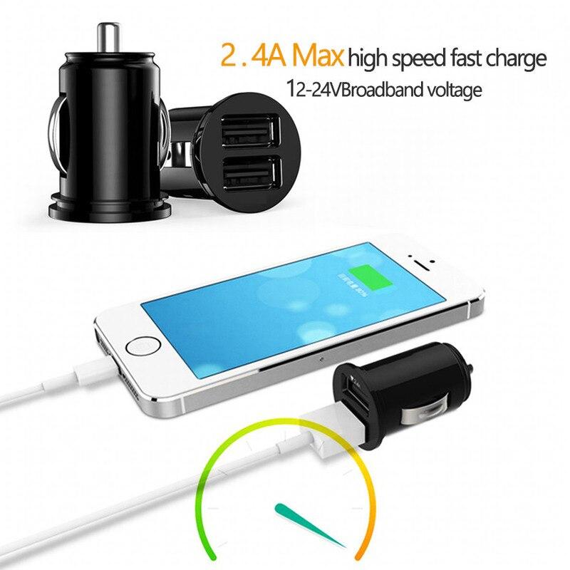 Dual Usb Smart Car Mobile Phone Charger Mini Adapter Black 12V Power Supply Supports Multiple