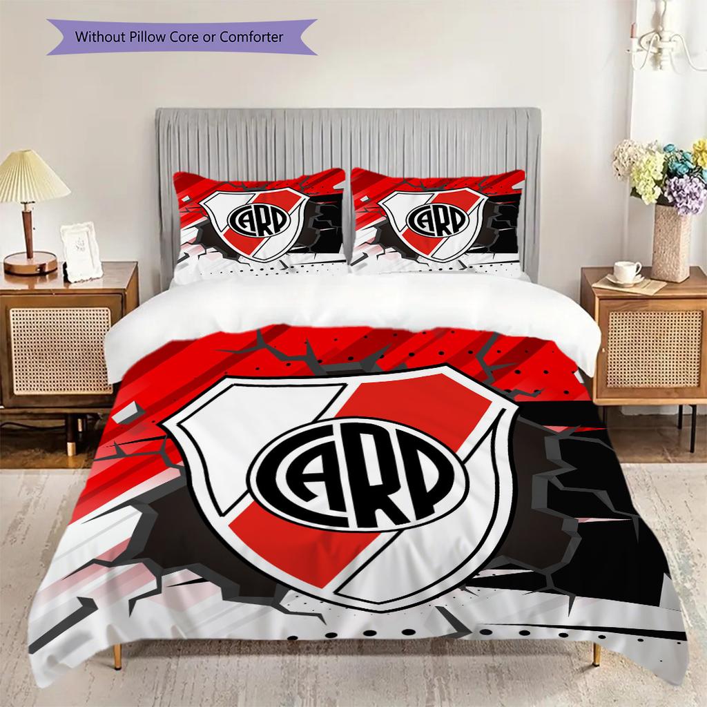 River Plate Logo Pattern Bedding Quilt Set Quilt Cover Pillowcase Home Decoration Birthday Gift (1 * Duvet Cover + 2 * Pillowcase, Without Core)