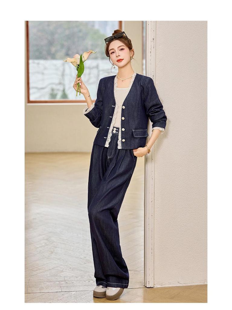 2025 Spring Fashion: Chic Cardigan and Wide-Leg Pants Set for a Youthful Look - AH2650