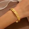 European American Fashion Titanium Steel Jade Bracelet, 18K Gold Colorfast Stainless Steel