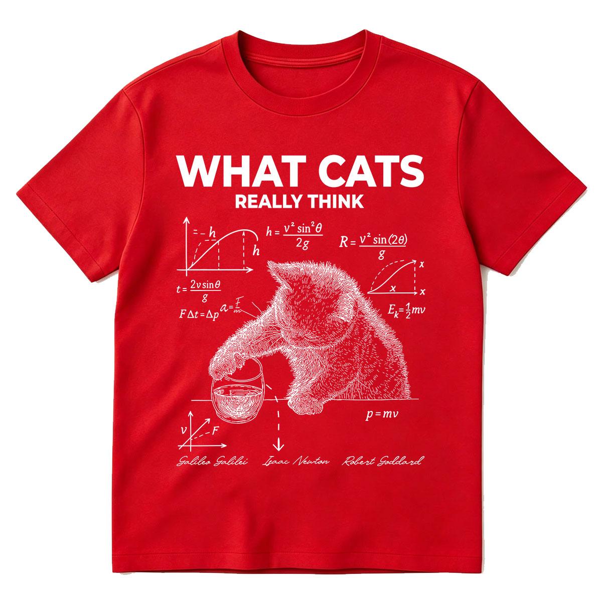 Funny What Cat Really Think Tshirt Physics Quantum Mechanics Print Tshirts Cotton Casual Oversized Short Sleeve T Shirts Tops S