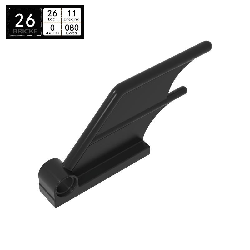 BRICKE 28779: Compatible 1x4 Special Flat Plate with Hole for LEGO, Batmobile Tail Wing 50g (approx. 25 pcs) чёрный