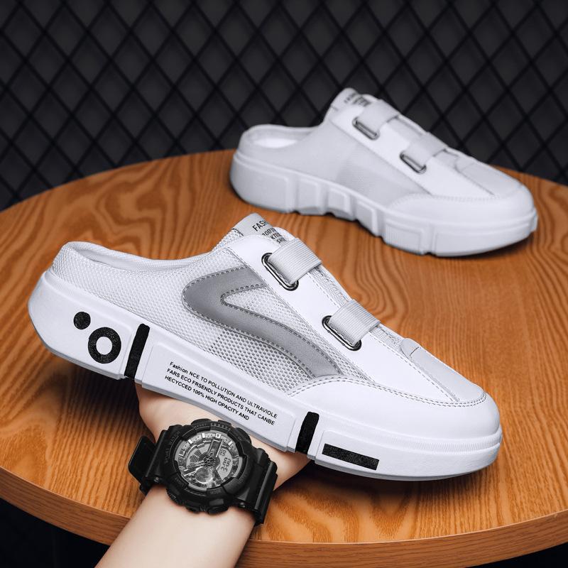 New half-slippers men's summer men's trend heelless lazy bag head dragging one foot outside wearing beach shoes