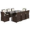 Vidaxl 9-Cz. Garden Furniture Set With Cushions, Brown, PE Rattan