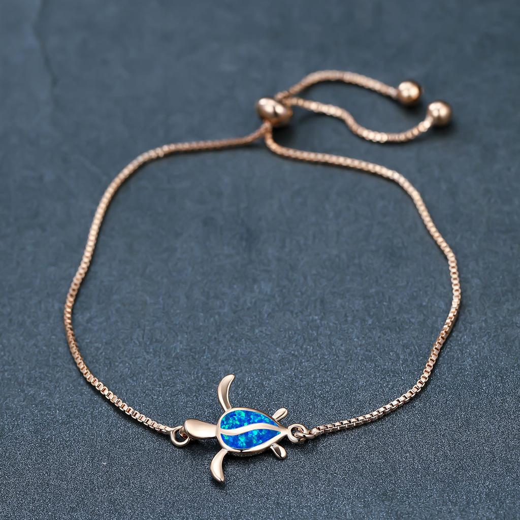 New Personalized Platinum Blue Australian Treasure Single Turtle Drawstring Bracelet with Simple Temperament and High End Accessories