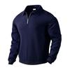Men's Autumn Winter New Style Solid Color Minimalist Stand-Up Collar Jacquard Thermal Zip Sweatshirt - Casual Versatile Pullover