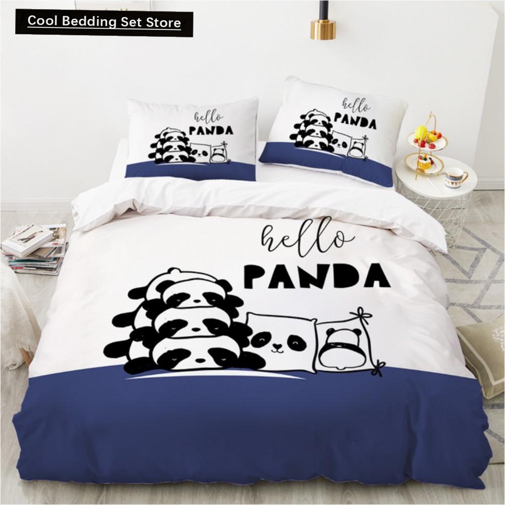 Cartoon Lovely Panda Bedding Set White Bed Linen 3D Print Gift for Kids Girls 2/3pcs Twin Single Queen King Size Duvet Cover Set