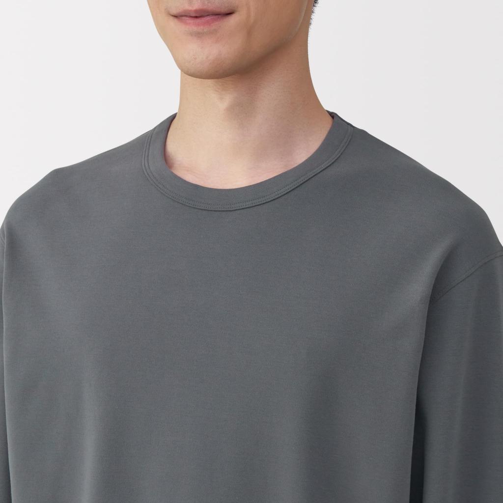 MUJI Smooth Knit Long Sleeve Loungewear Set Charcoal Size L Men's (FB0ZJA5A), Gray,