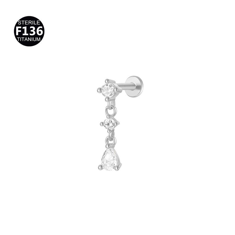2024 F136 Titanium Flower Cone Pendant Chain Lip, Ear & Tragus Stud with Internal 0.9 Thread
