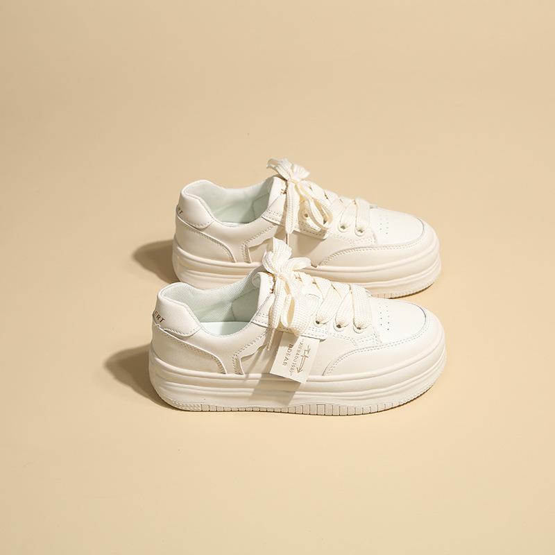Women's Thick-Soled Sneakers Spring and Autumn New Versatile Breathable White Shoes Niche Height Increasing Sports Casual Shoes