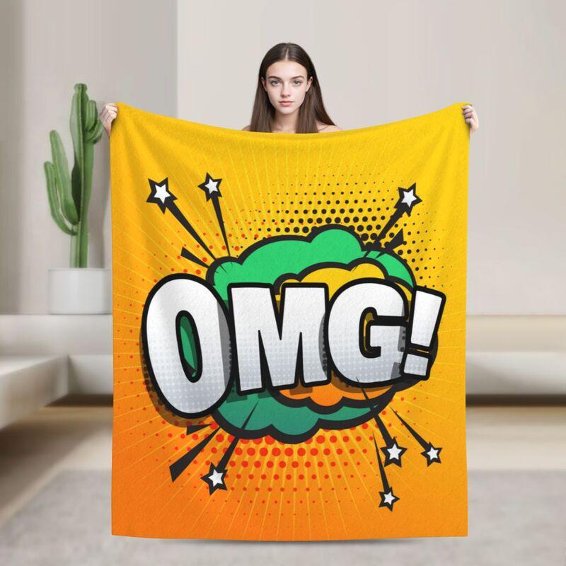 American POP Art Flannel Fleece Blanket BANG WOW POP OMG Warm Lightweight Cozy Anti-Pilling Fuzzy Blankets for Couch Bed Sofa