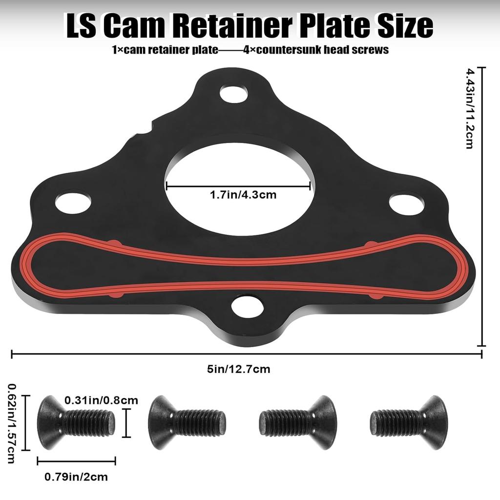 LS Camshaft Retainer Plate Gasket Bolt Kit - Compatible With Gen III IV V GM LS/LT Engines (LS1/LS2/LS3/LT1/LT4) 4.8L 5.3L 6.0L 6.2L Vortec