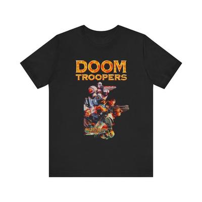 230 g/m² 100% Bavlna Doom Troopers Snes Retro Štýl Obalový Dizajn Logo Unisex Tričko s Krátkym Rukávom